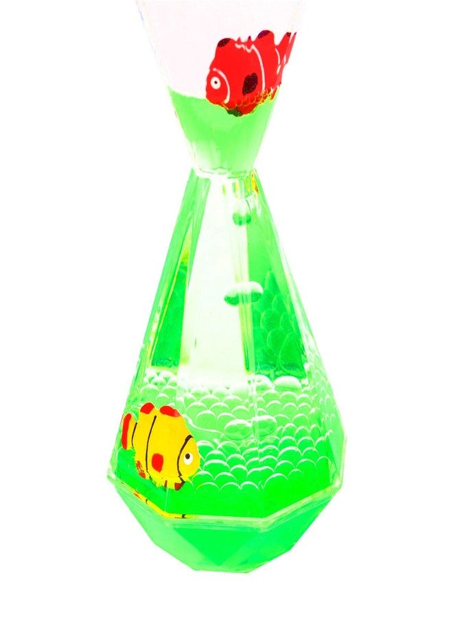 YUE MOTION Liquid Motion Bubbler with Floating Sea Creatures, Diamond Shaped Liquid Timer, Fidget Toy,Autism Toys, Children Activity, Calm Relaxing and Home Ornament (Green Liquid with Fish Toys) - Image 3